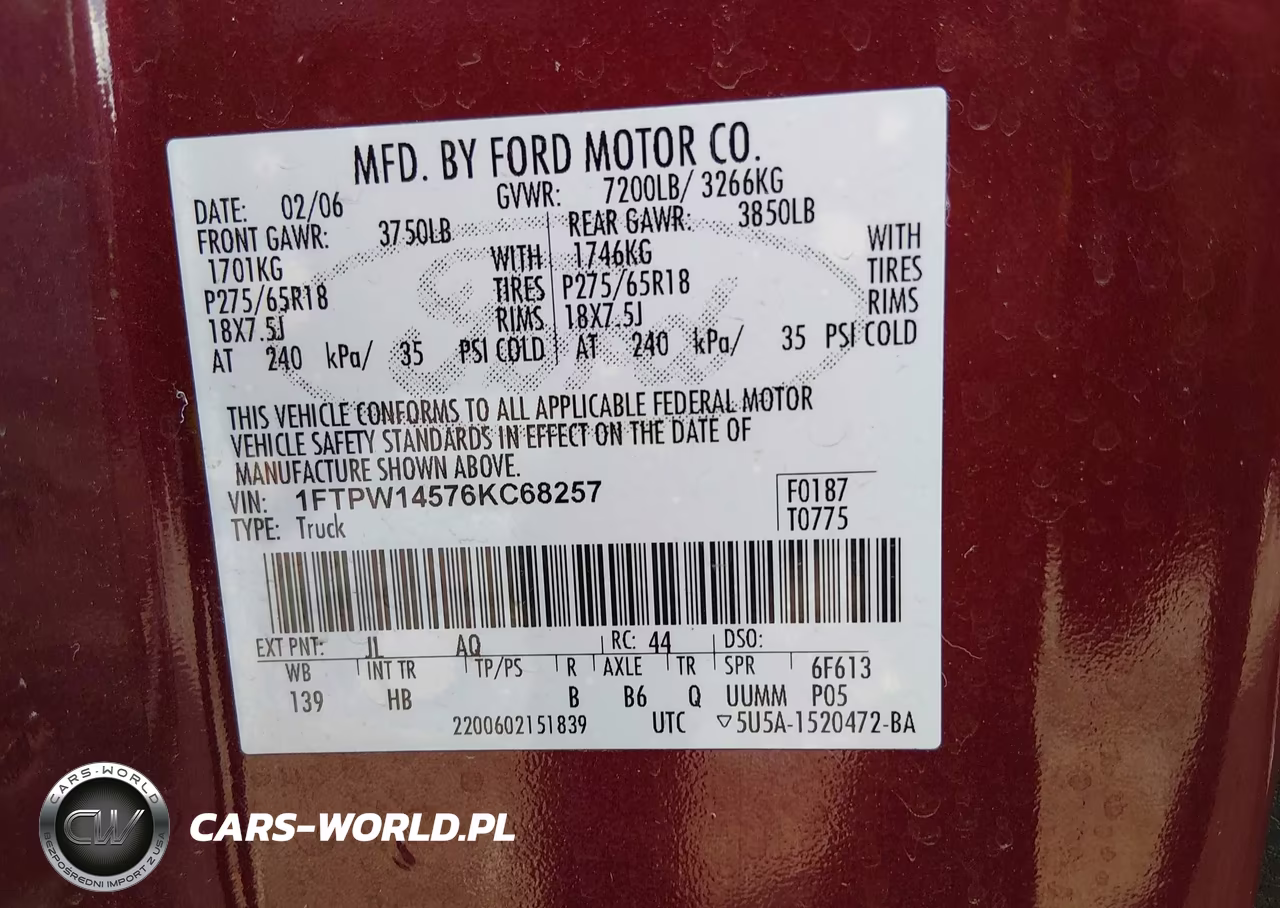 2006 Ford F-150 Fx4-Lariat-Xlt VIN:1FTPW14576KC68257 - 9