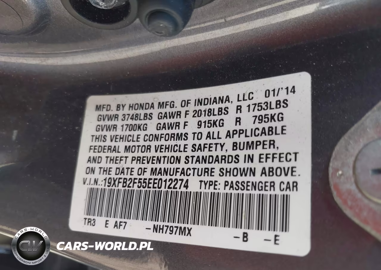 2014 Honda Civic Lx VIN:19XFB2F55EE012274 - 9