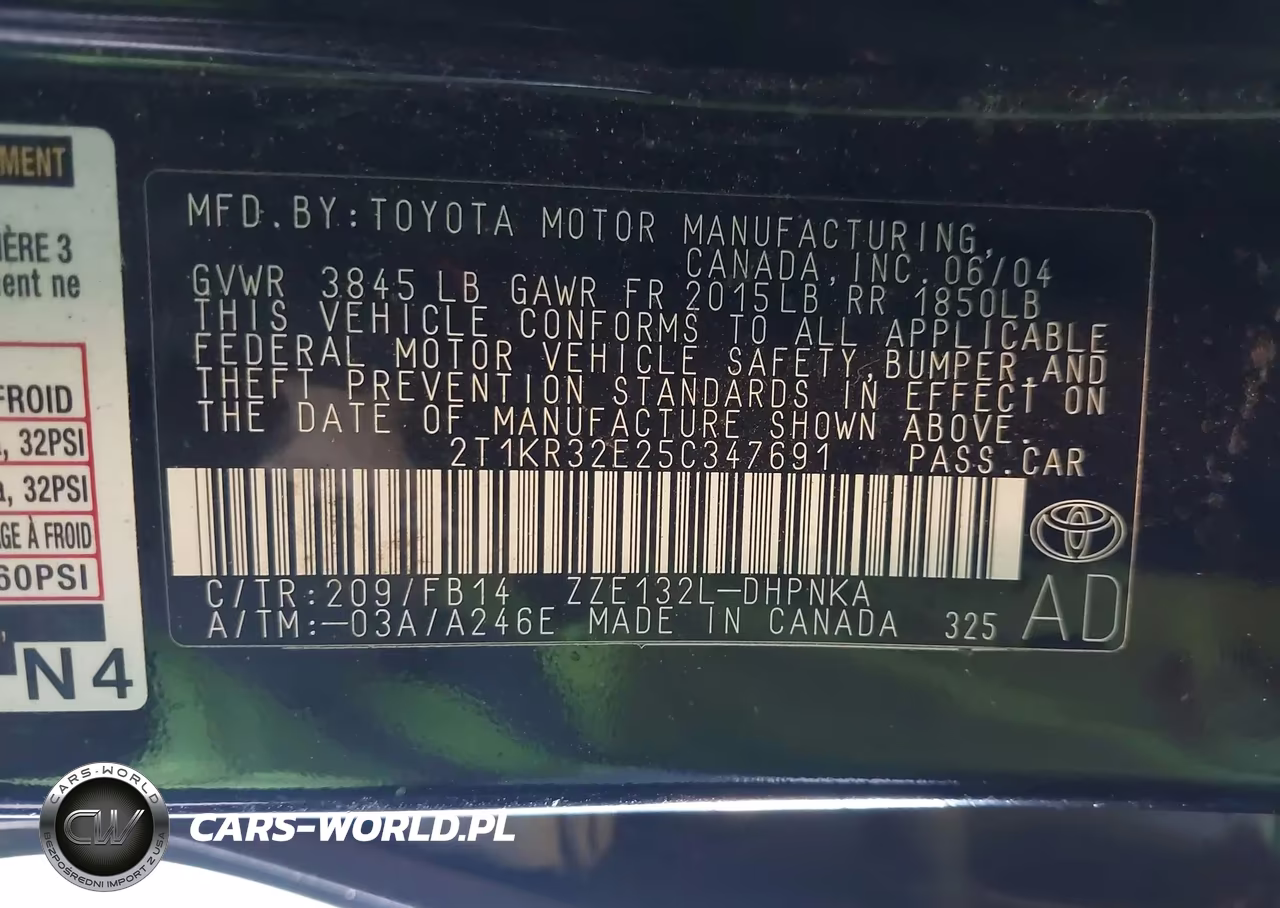 2005 Toyota Matrix Xr VIN:2T1KR32E25C347691 - 9
