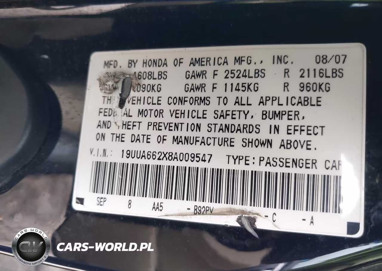 2008 Acura Tl 3.2 VIN:19UUA662X8A009547 - 9
