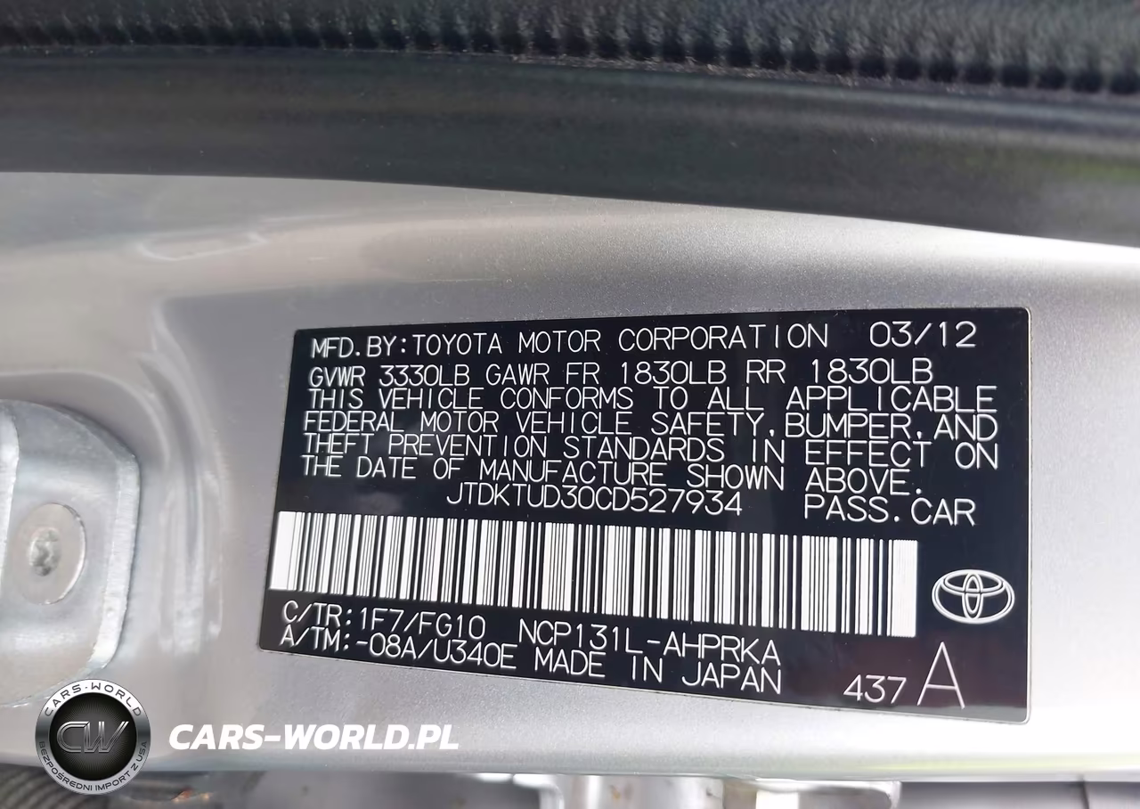 2012 Toyota Yaris Le VIN:JTDKTUD30CD527934 - 9