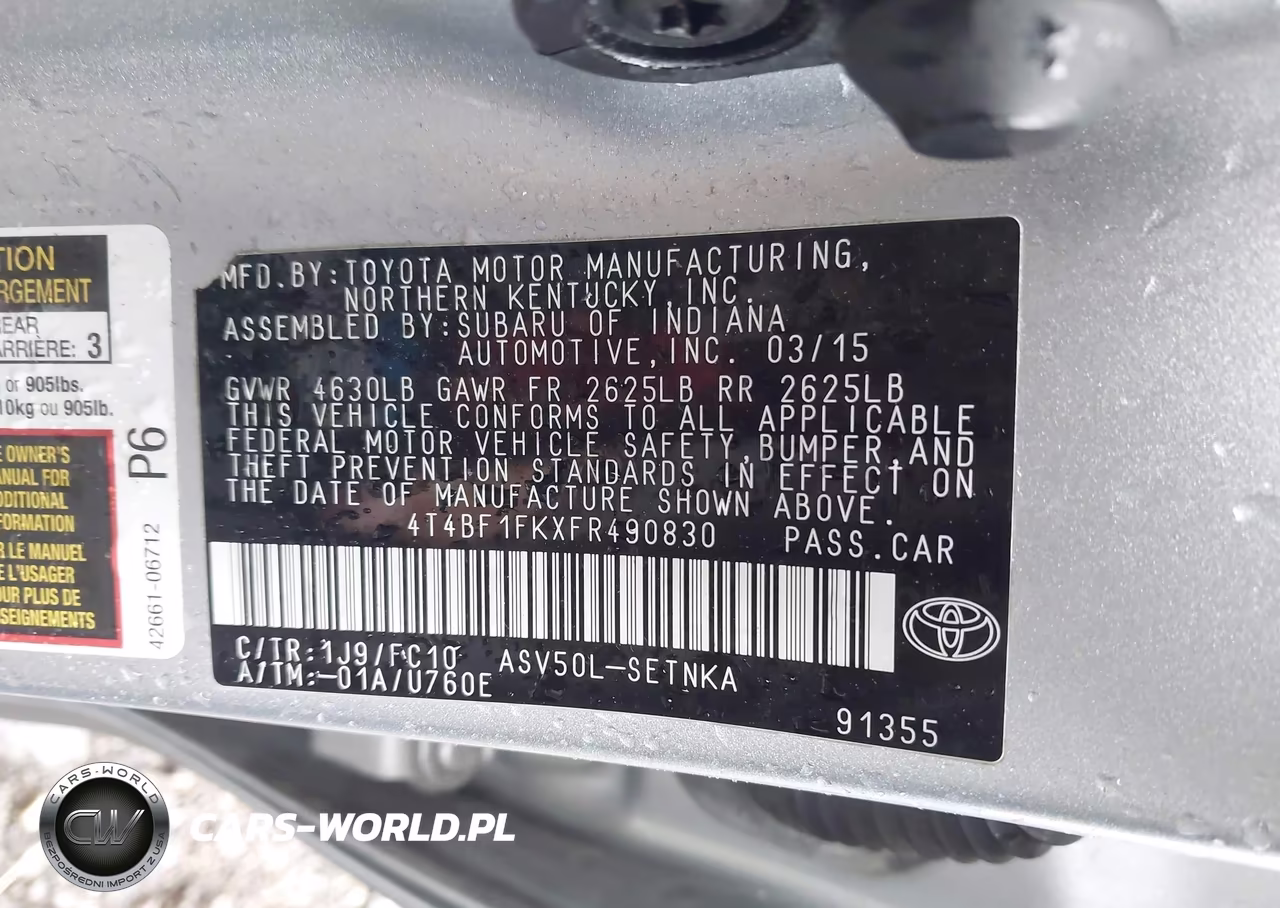 2015 Toyota Camry Le VIN:4T4BF1FKXFR490830 - 9