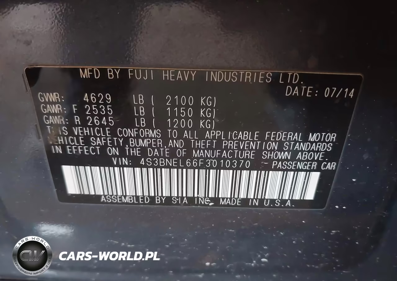 2015 Subaru Legacy 3.6R Limited VIN:4S3BNEL66F3010370 - 9