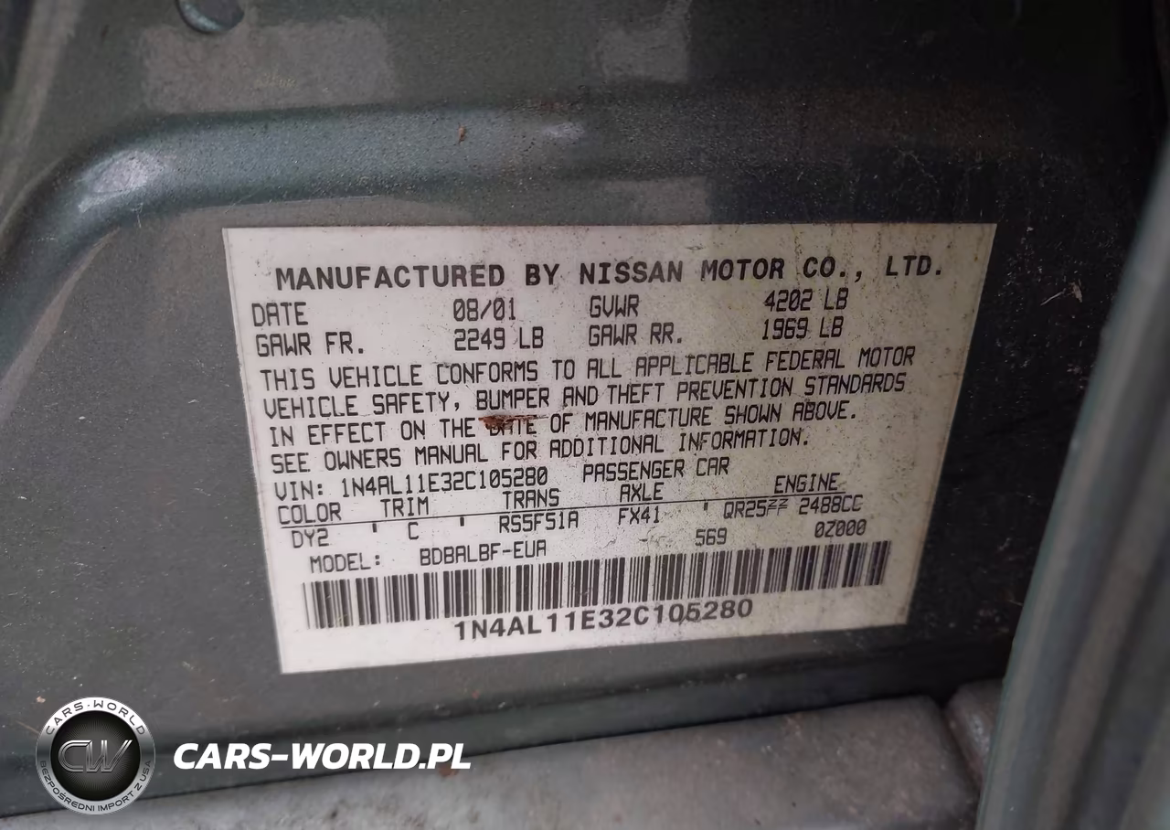 2002 Nissan Altima 2.5 Sl VIN:1N4AL11E32C105280 - 9