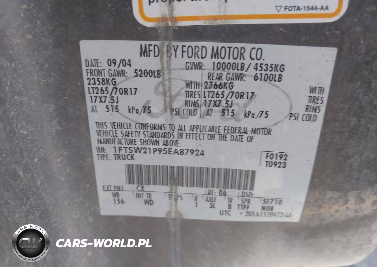 2005 Ford F-250 Lariat-Xl-Xlt VIN:1FTSW21P95EA87924 - 9