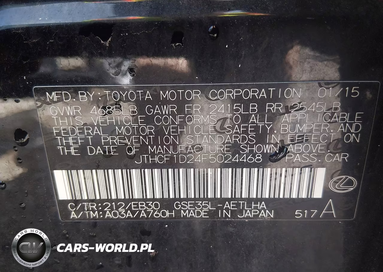 2015 Lexus Is 250 VIN:JTHCF1D24F5024468 - 9
