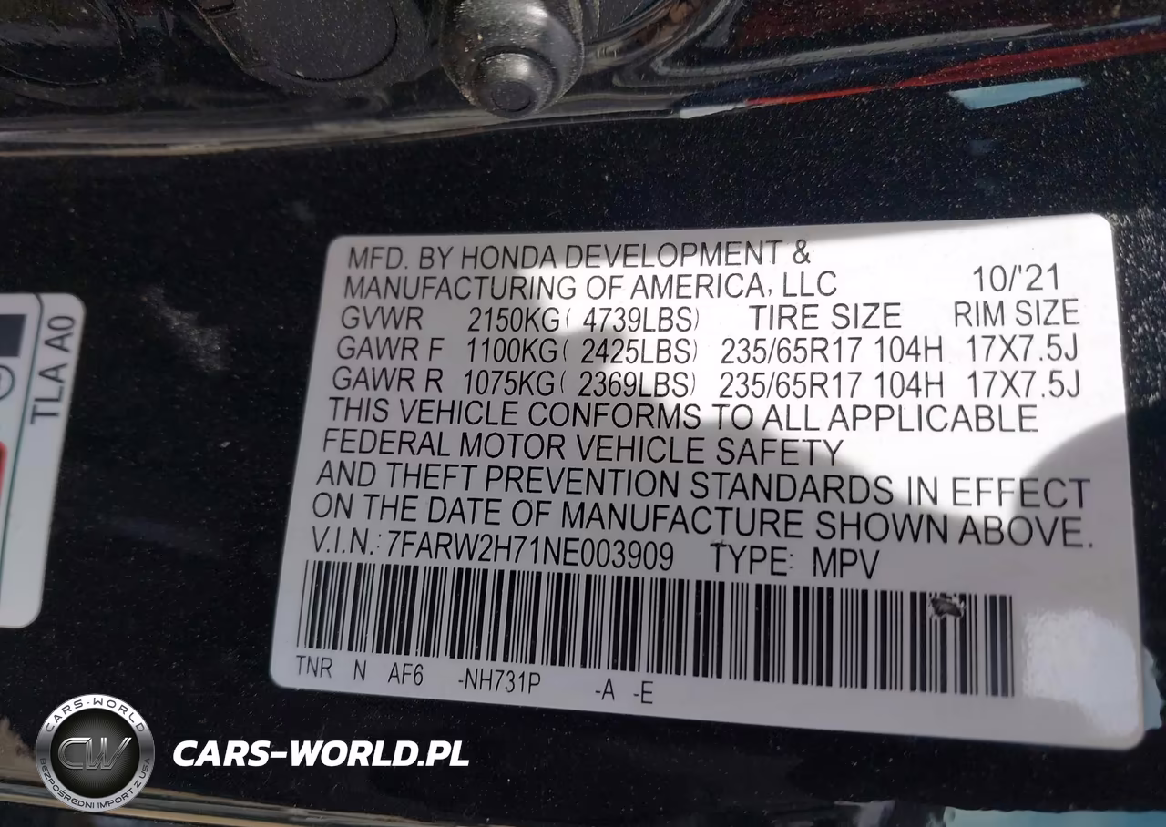 2022 Honda Cr-V Awd Special Edition VIN:7FARW2H71NE003909 - 9