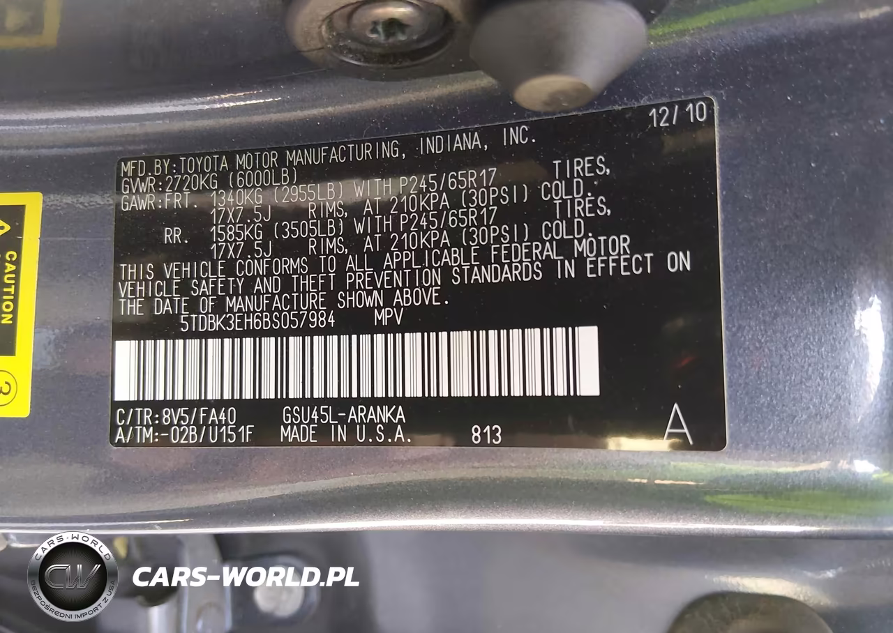 2011 Toyota Highlander Base V6 VIN:5TDBK3EH6BS057984 - 9