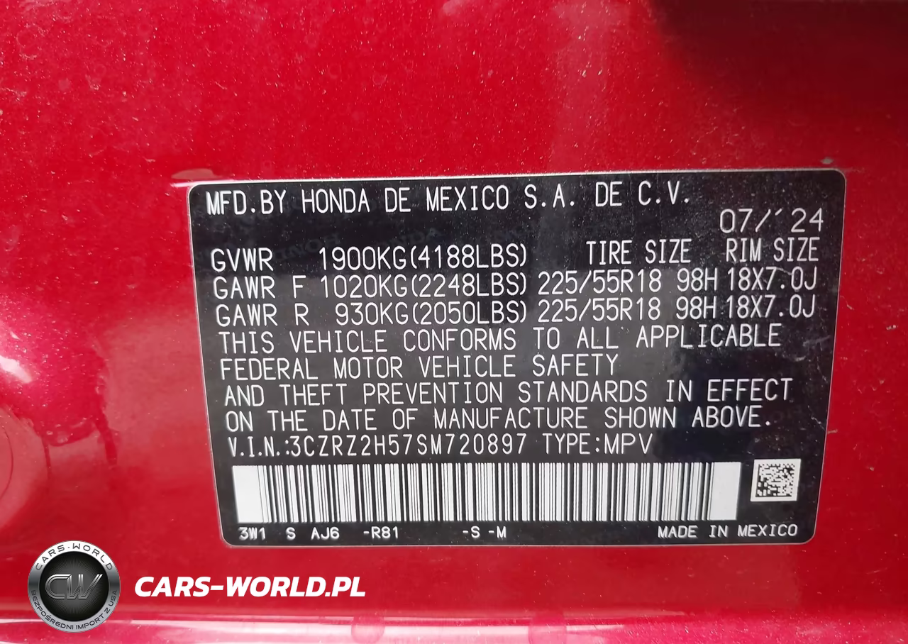 2025 Honda Hr-V Awd Sport VIN:3CZRZ2H57SM720897 - 9