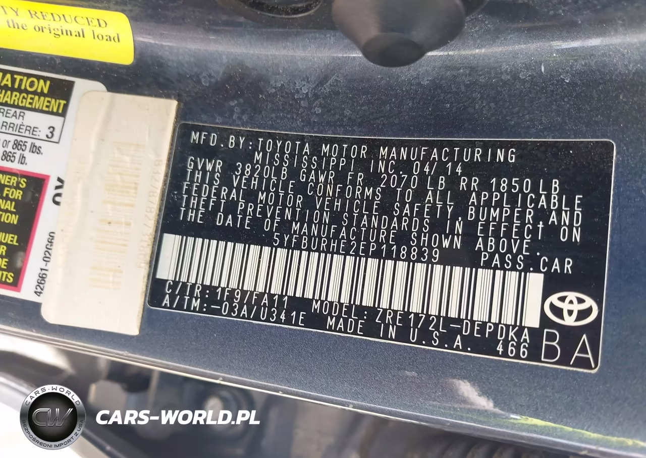 2014 Toyota Corolla L VIN:5YFBURHE2EP118839 - 9