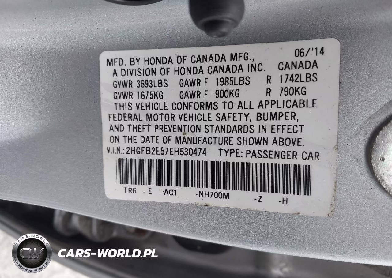 2014 Honda Civic Lx VIN:2HGFB2E57EH530474 - 9