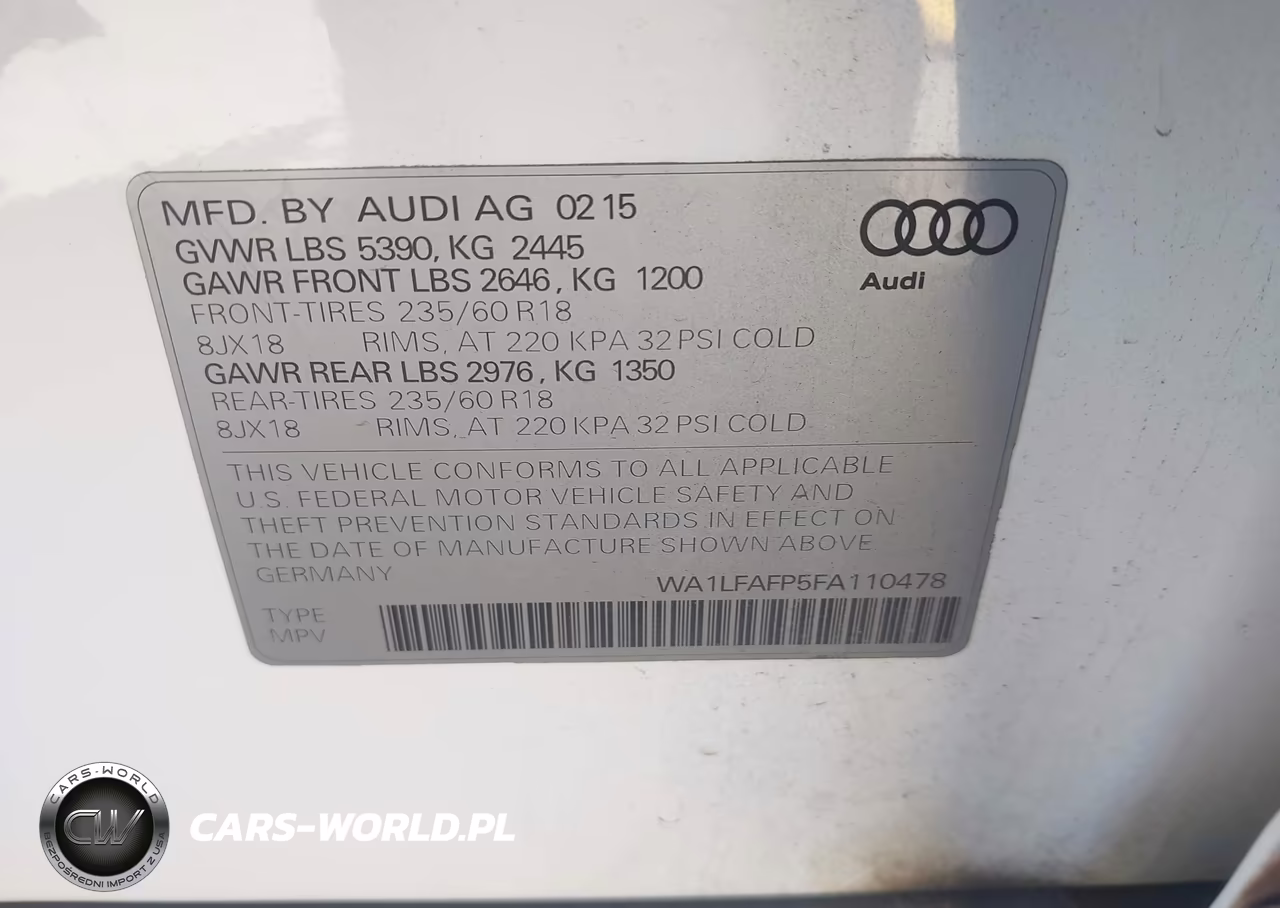 2015 Audi Q5 2.0T Premium VIN:WA1LFAFP5FA110478 - 9