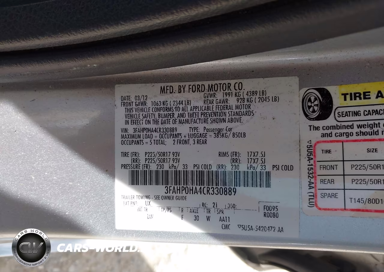 2012 Ford Fusion Se VIN:3FAHP0HA4CR330889 - 9