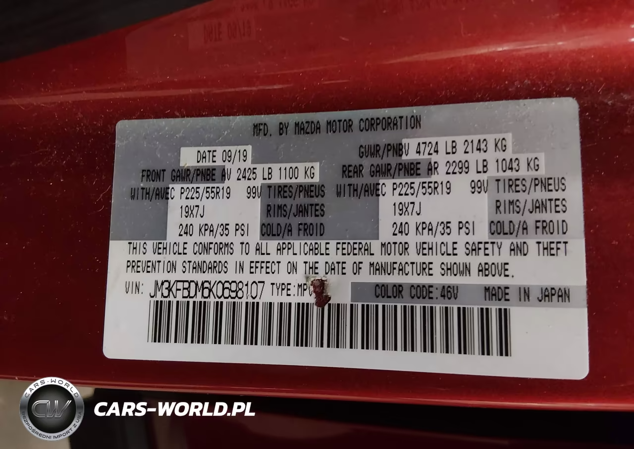 2019 Mazda Cx-5 Grand Touring VIN:JM3KFBDM6K0698107 - 9