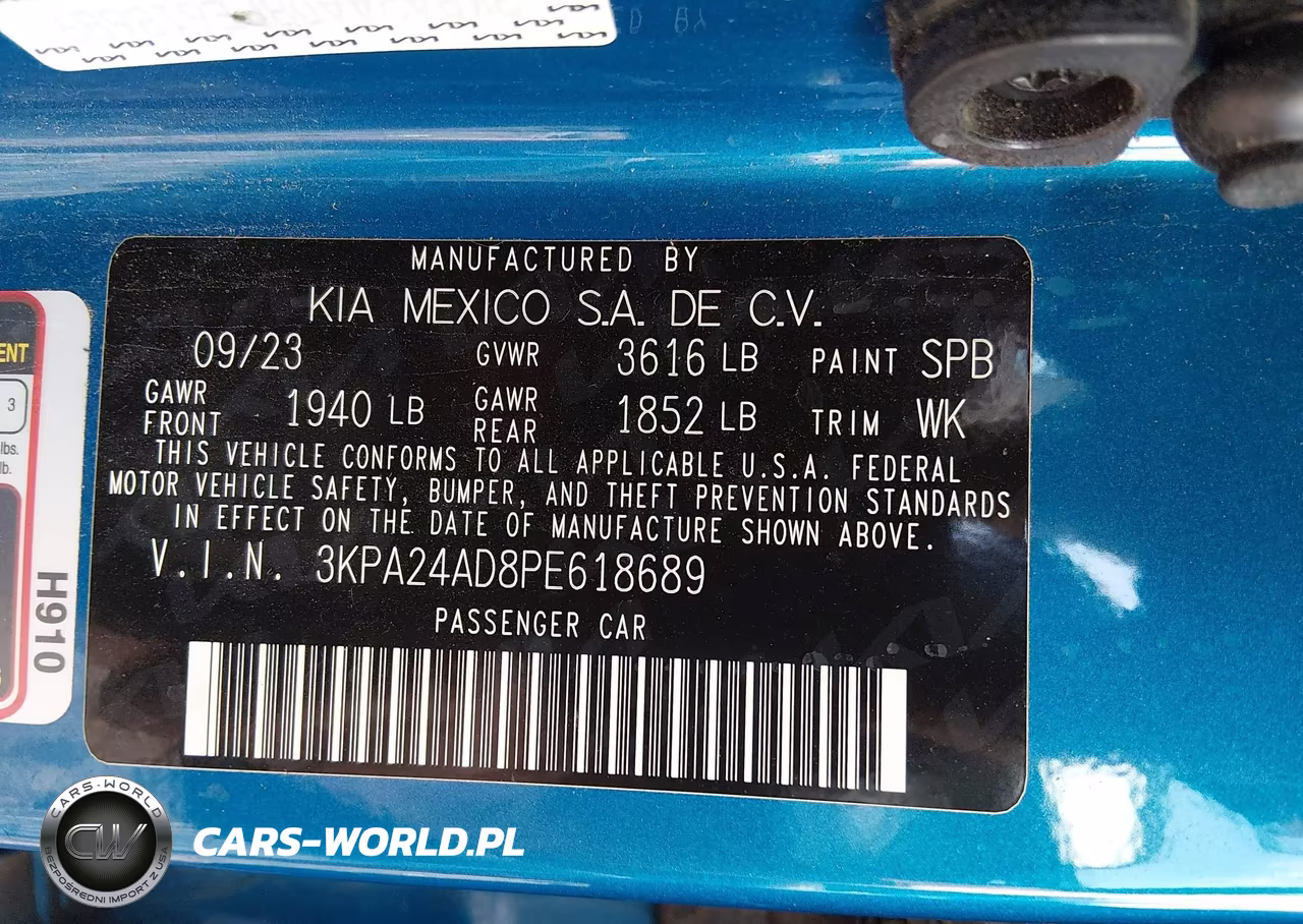 2023 Kia Rio S VIN:3KPA24AD8PE618689 - 9