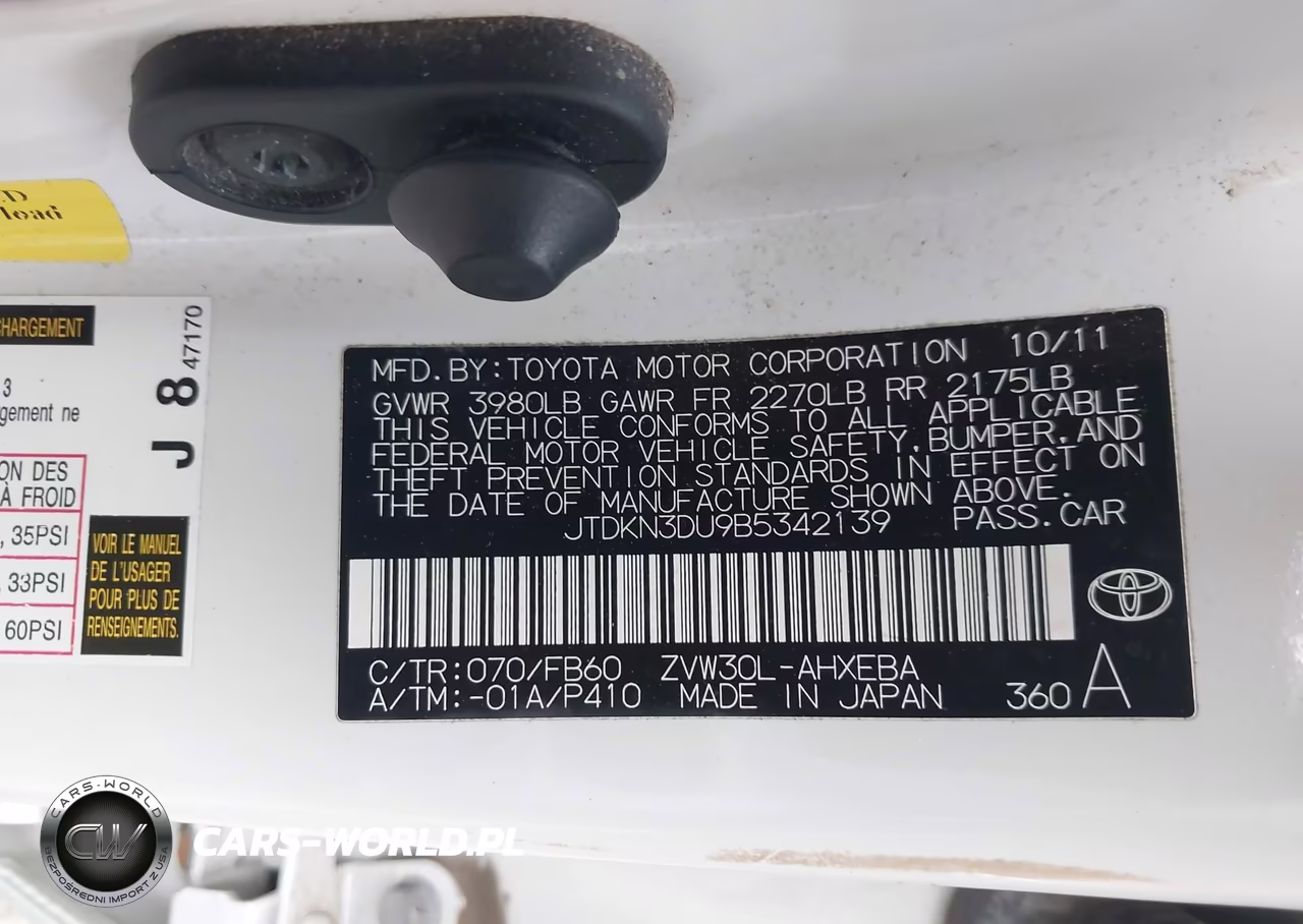 2011 Toyota Prius Two VIN:JTDKN3DU9B5342139 - 9