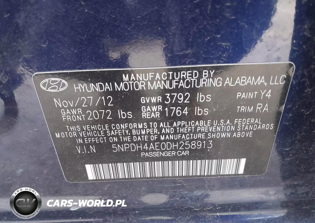 2013 Hyundai Elantra Gls VIN:5NPDH4AE0DH258913 - 9