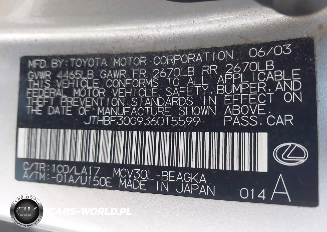 2003 Lexus Es 300 VIN:JTHBF30G936015599 - 9