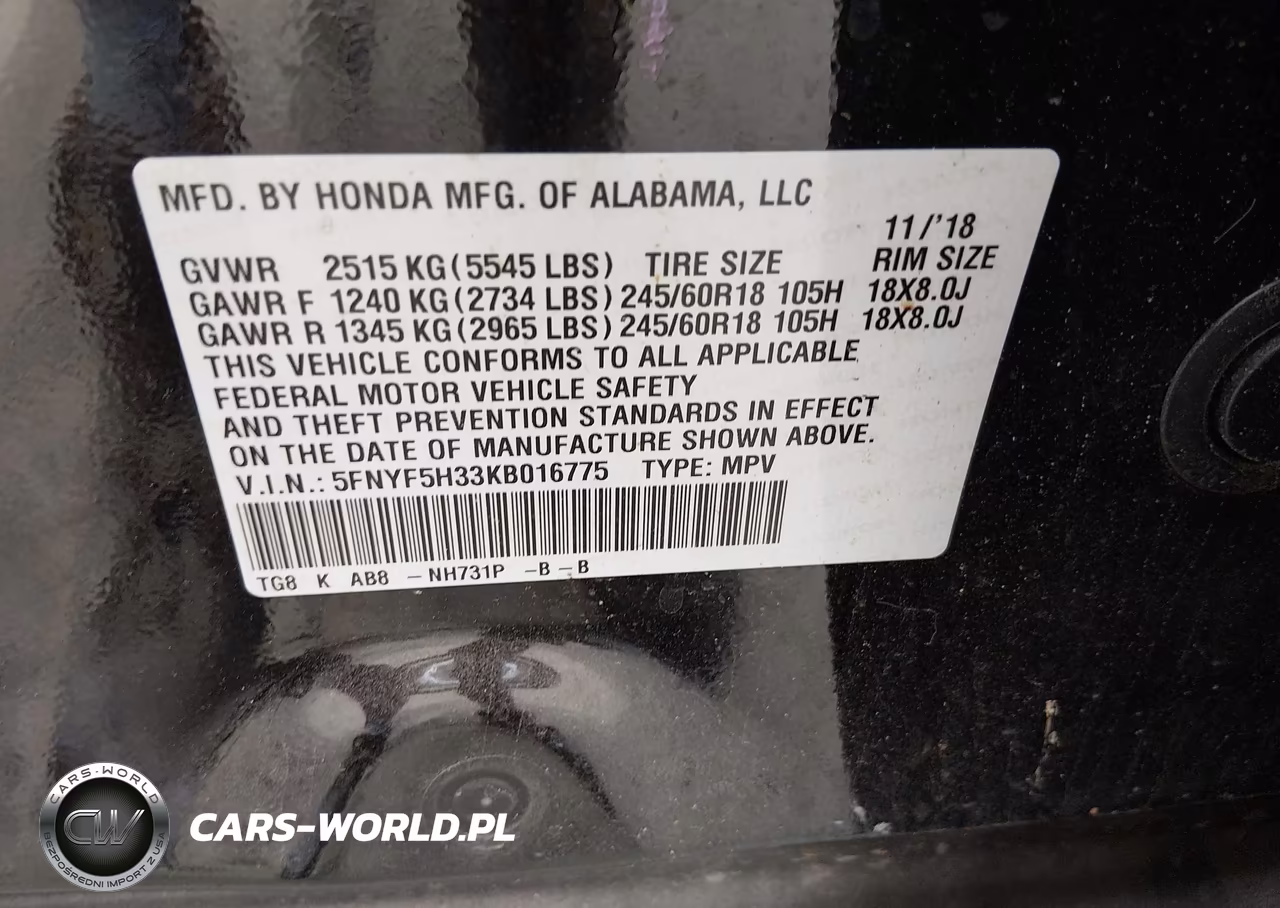 2019 Honda Pilot Ex VIN:5FNYF5H33KB016775 - 9