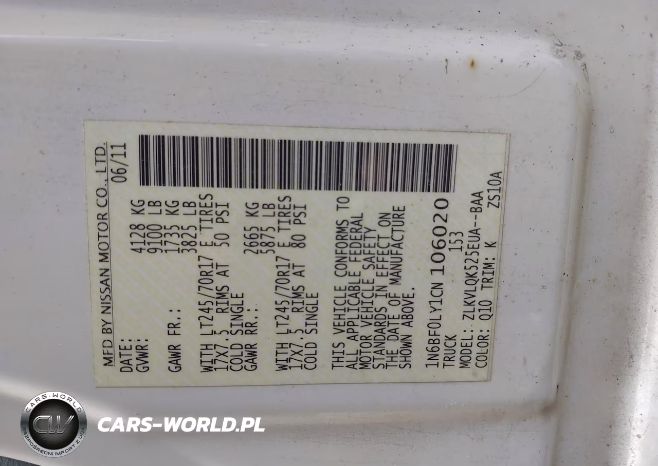 2012 Nissan Nv 2500 Nv2500 Hd S V6 VIN:1N6BF0LY1CN106020 - 9