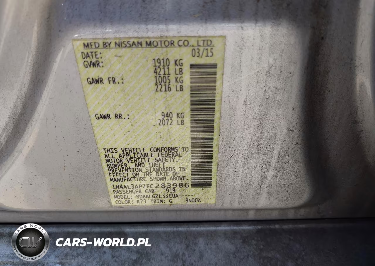 2015 Nissan Altima 2.5-2.5 S-2.5 Sl-2.5 Sv VIN:1N4AL3AP7FC283986 - 9