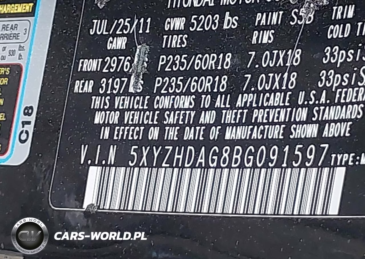 2011 Hyundai Santa Fe Se VIN:5XYZHDAG8BG091597 - 9