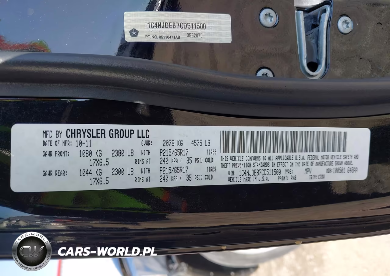 2012 Jeep Compass Latitude VIN:1C4NJDEB7CD511500 - 9