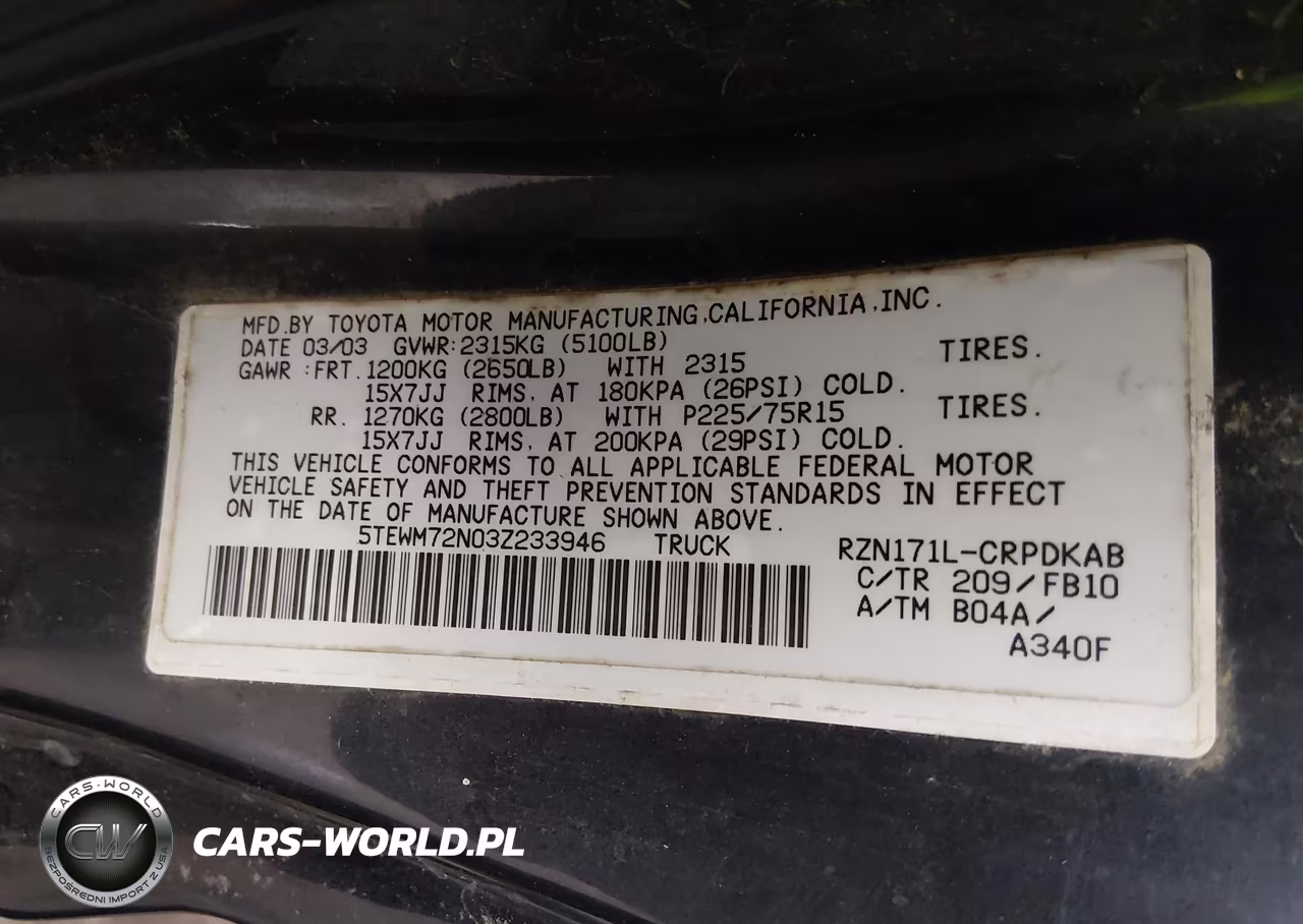 2003 Toyota Tacoma VIN:5TEWM72N03Z233946 - 9