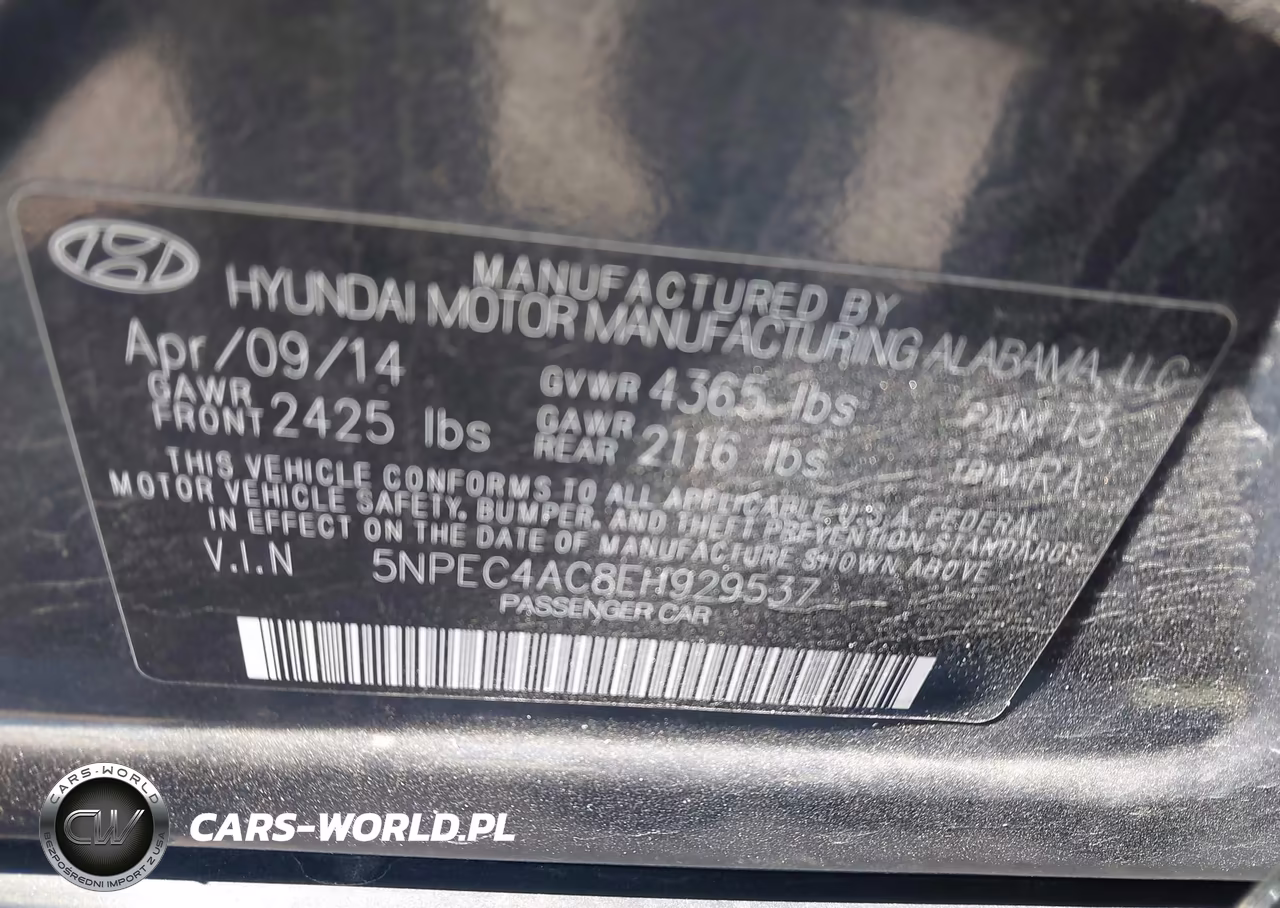 2014 Hyundai Sonata Limited VIN:5NPEC4AC8EH929537 - 9