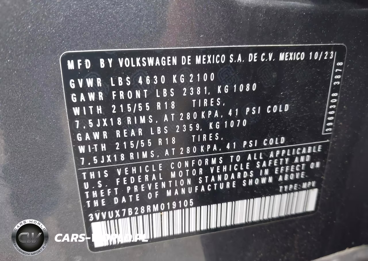 2024 Volkswagen Taos 1.5T Se VIN:3VVUX7B28RM019105 - 9