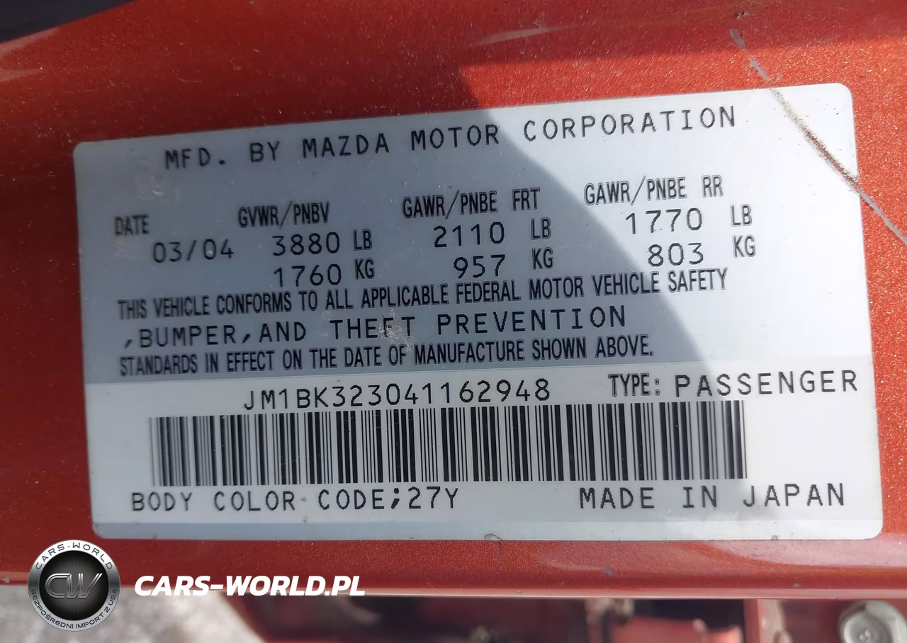 2004 Mazda Mazda3 S VIN:JM1BK323041162948 - 9
