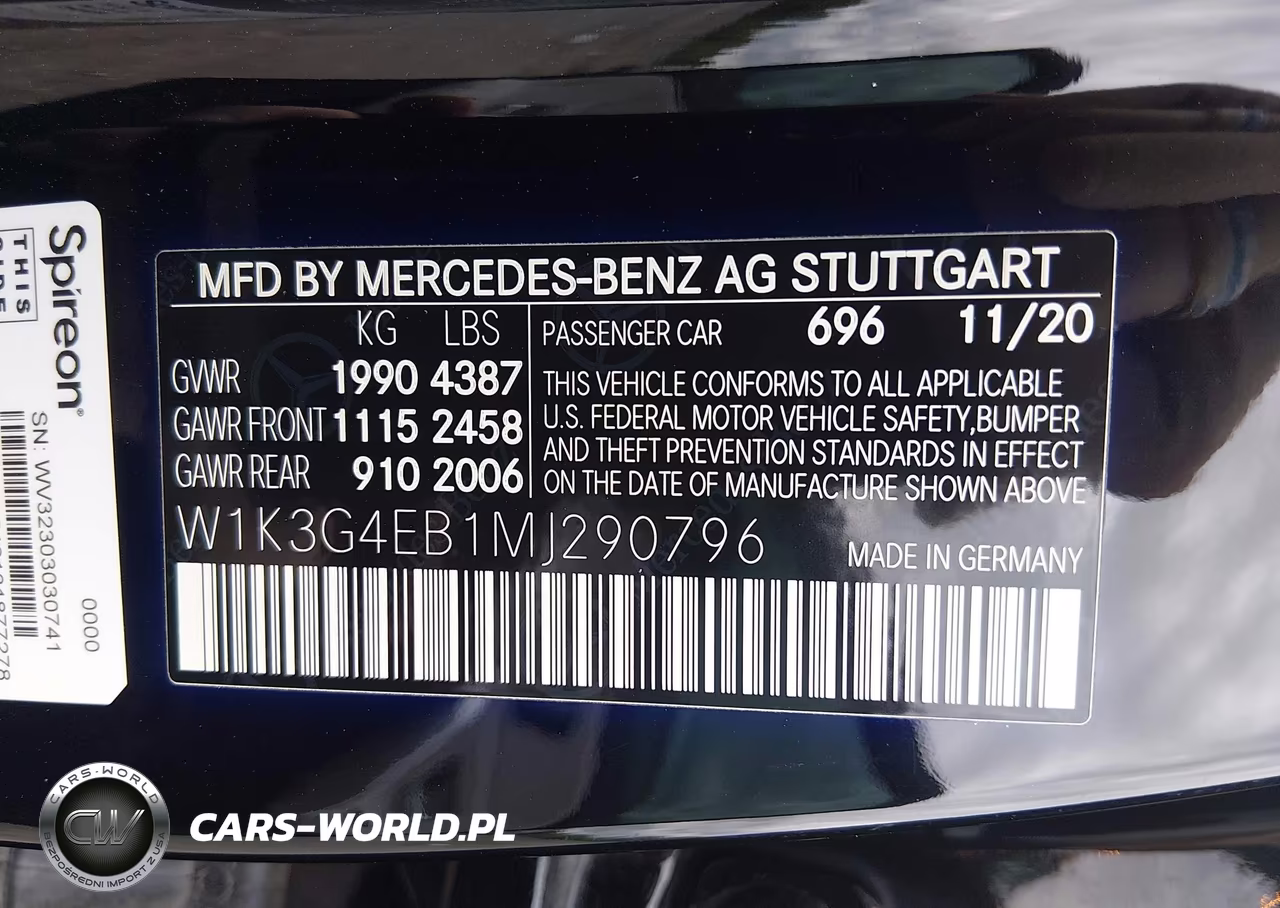 2021 Mercedes-Benz A 220 VIN:W1K3G4EB1MJ290796 - 9