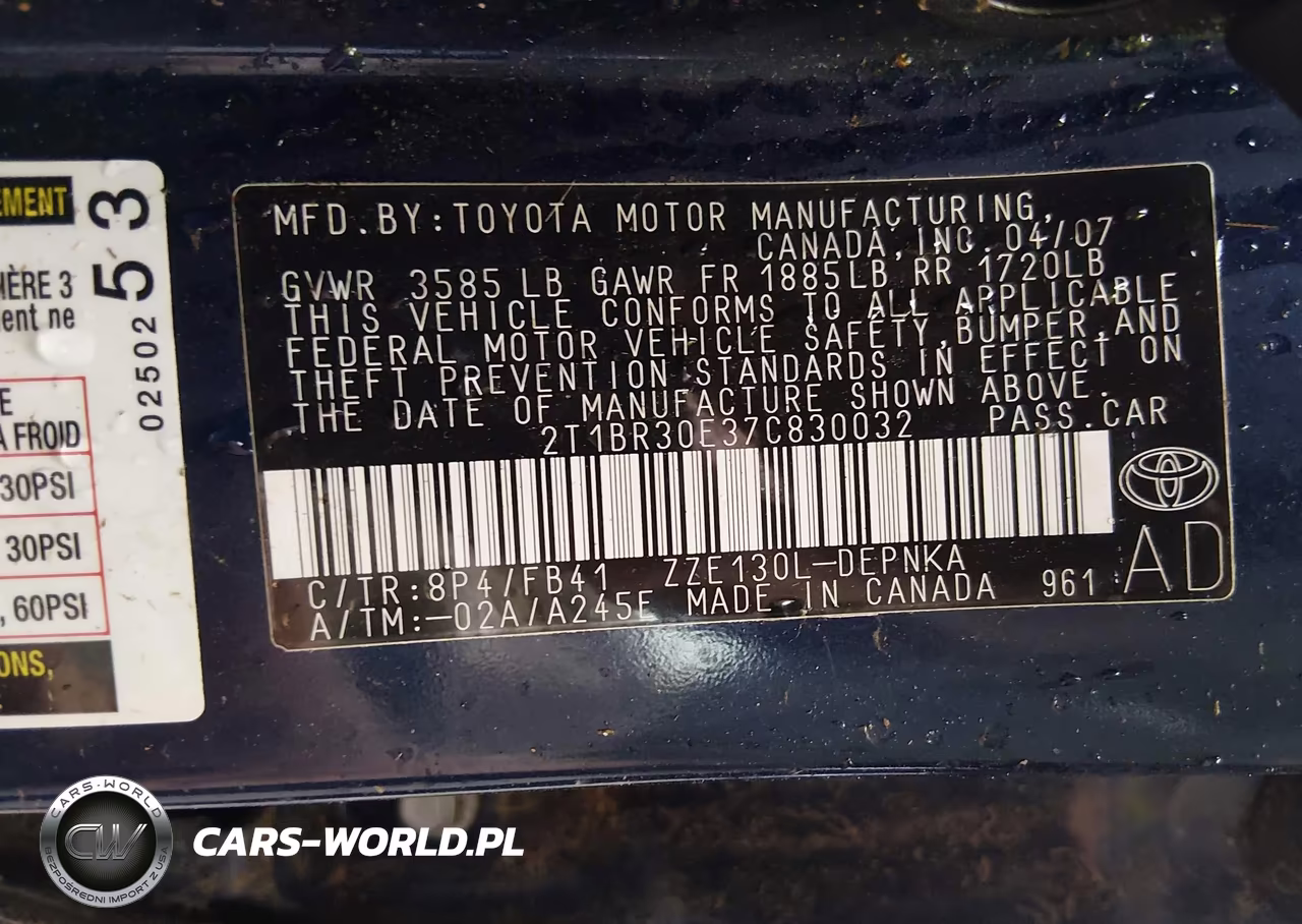 2007 Toyota Corolla Le VIN:2T1BR30E37C830032 - 9