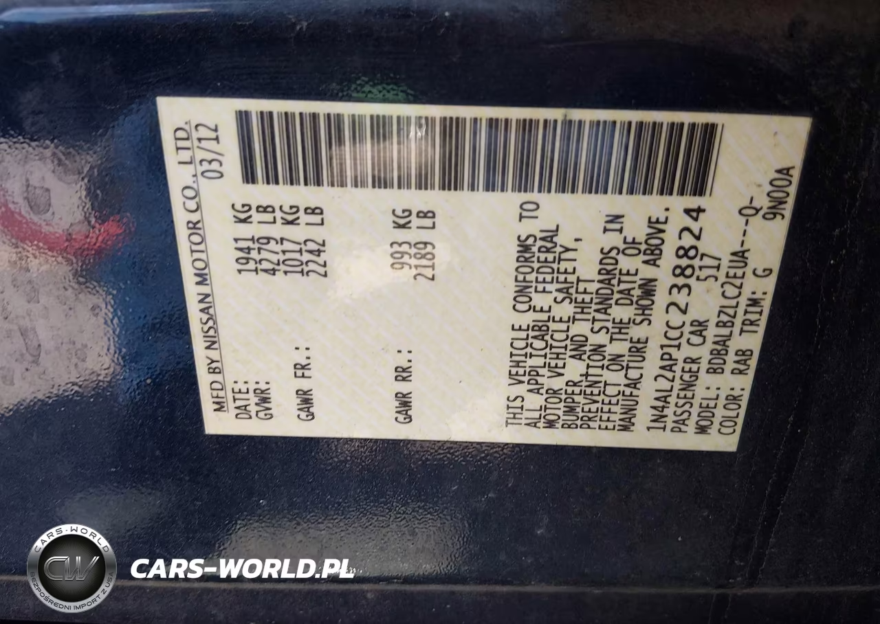 2012 Nissan Altima 2.5 S VIN:1N4AL2AP1CC238824 - 9
