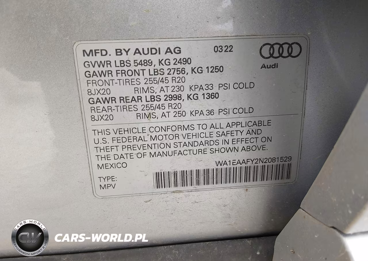 2022 Audi Q5 Premium Plus 45 Tfsi S Line Quattro S Tronic VIN:WA1EAAFY2N2081529 - 9