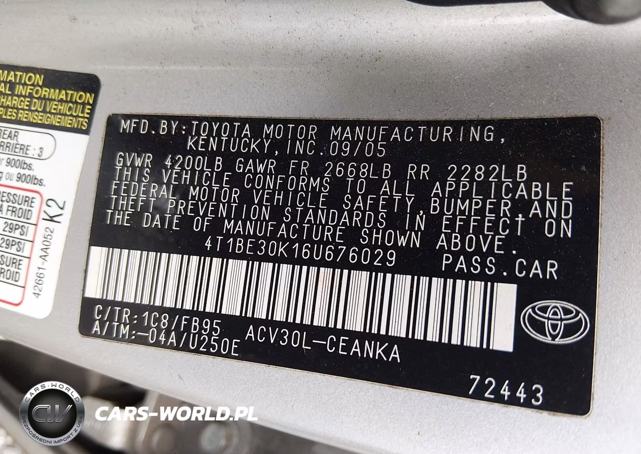 2006 Toyota Camry Le VIN:4T1BE30K16U676029 - 9