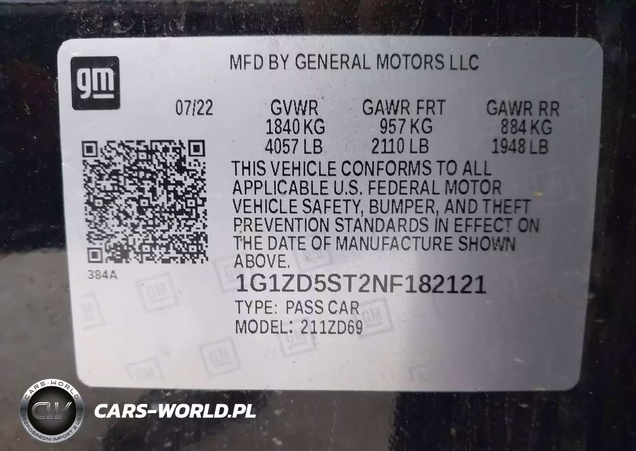 2022 Chevrolet Malibu Fwd Lt VIN:1G1ZD5ST2NF182121 - 9