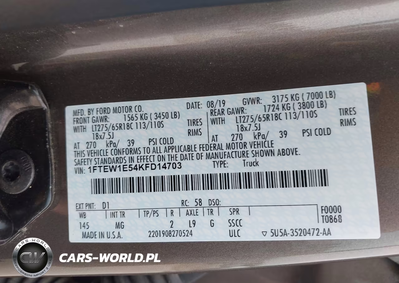 2019 Ford F-150 Xlt VIN:1FTEW1E54KFD14703 - 9