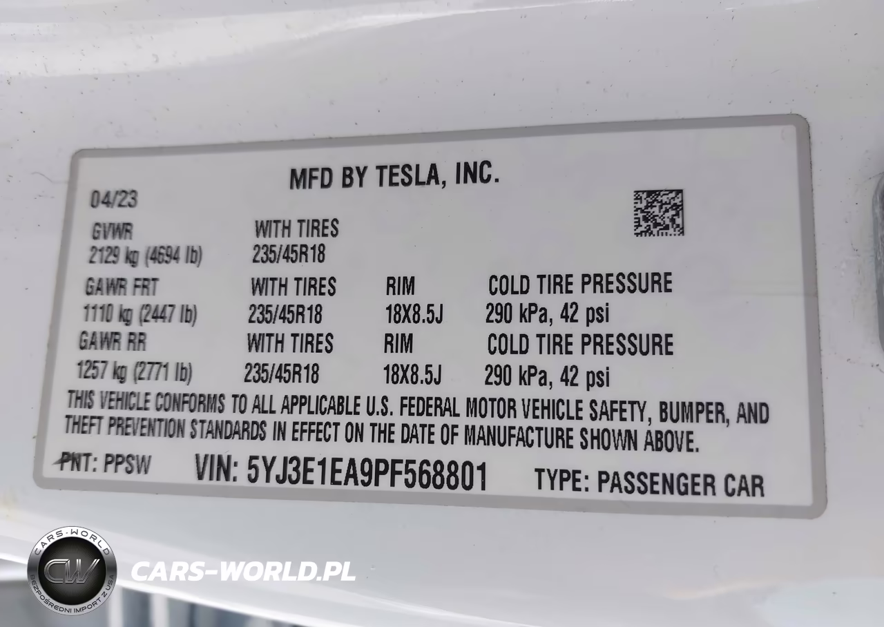 2023 Tesla Model 3 Rear-Wheel Drive VIN:5YJ3E1EA9PF568801 - 9