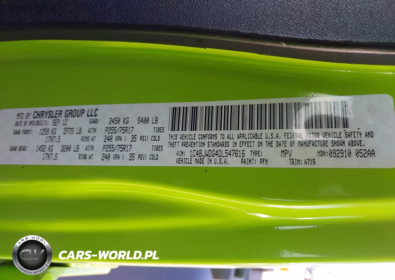 2013 Jeep Wrangler Unlimited Sport VIN:1C4BJWDG4DL547616 - 9