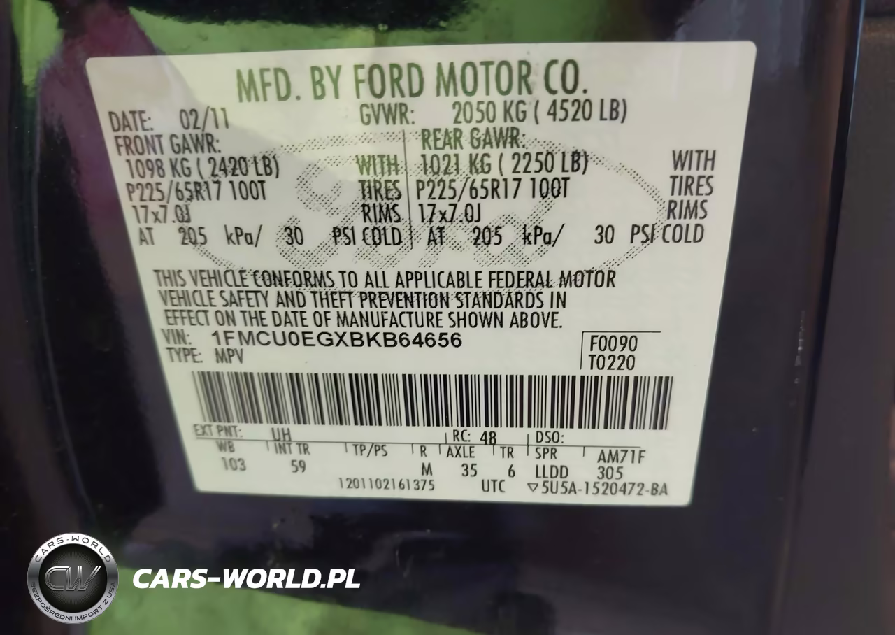 2011 Ford Escape Limited VIN:1FMCU0EGXBKB64656 - 9