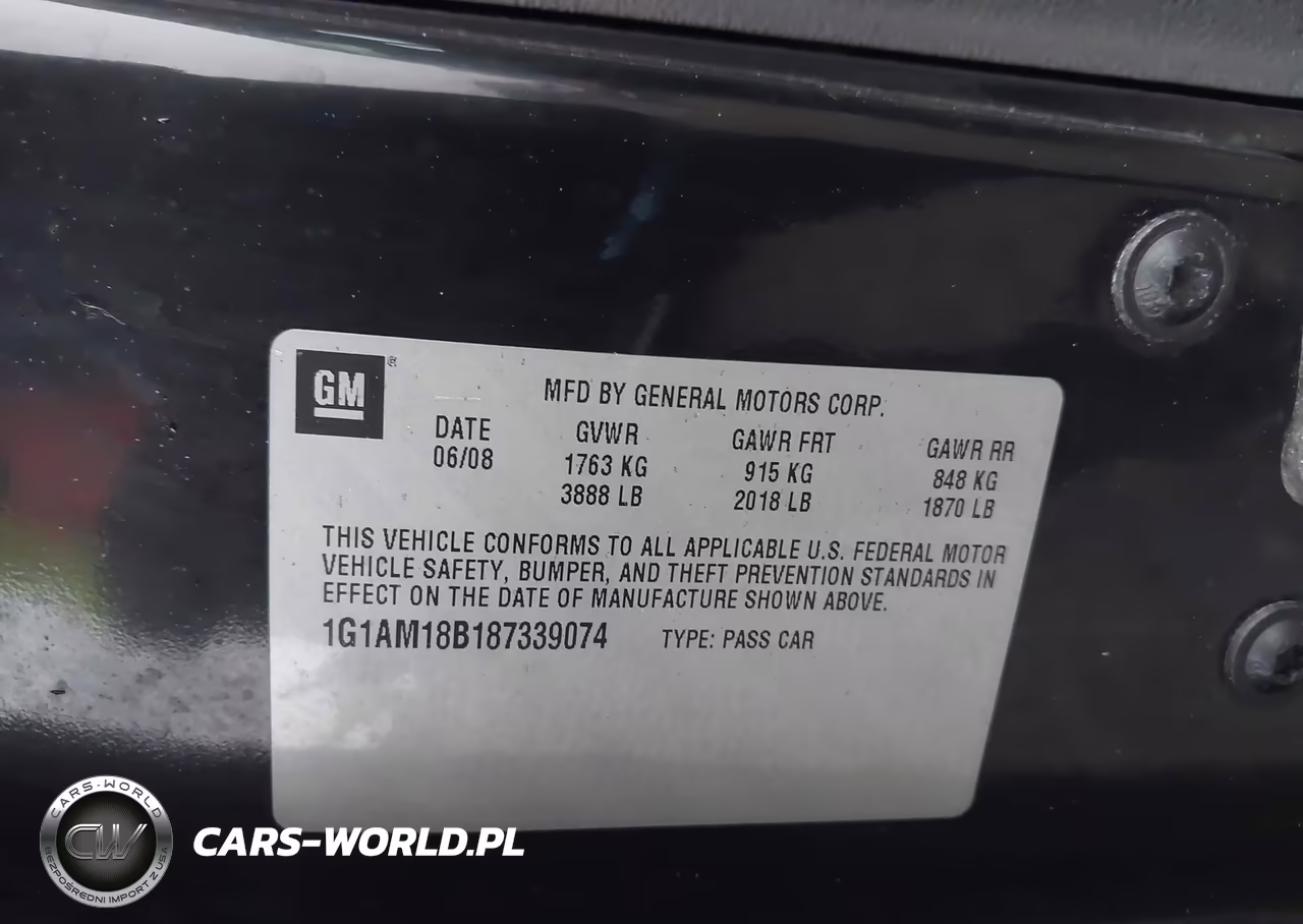 2008 Chevrolet Cobalt Sport VIN:1G1AM18B187339074 - 9