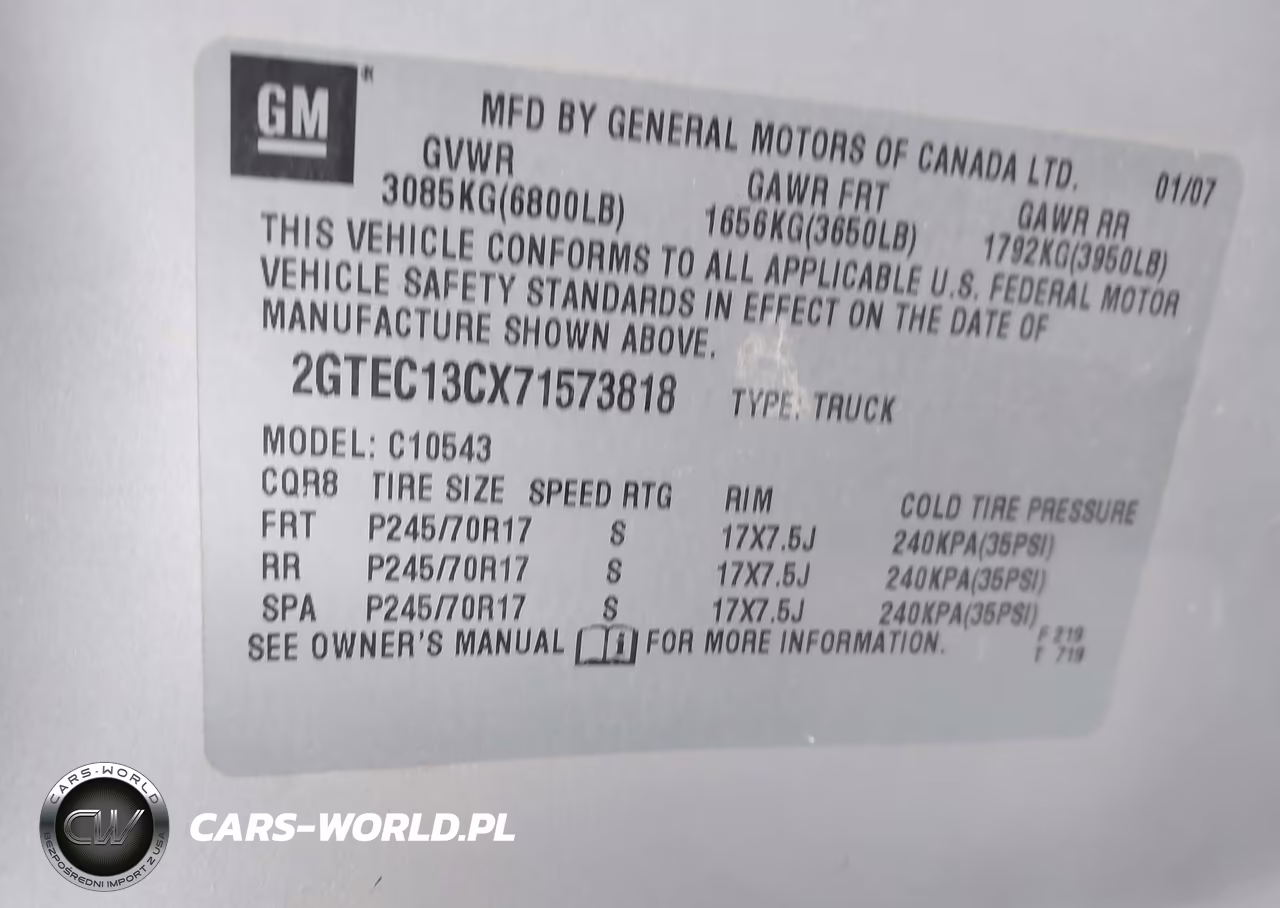 2007 GMC Sierra 1500 Work Truck VIN:2GTEC13CX71573818 - 9