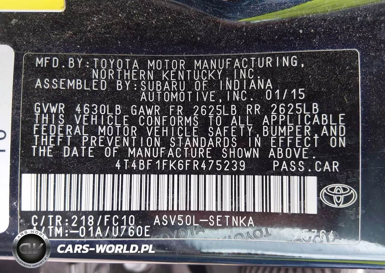 2015 Toyota Camry Le VIN:4T4BF1FK6FR475239 - 9