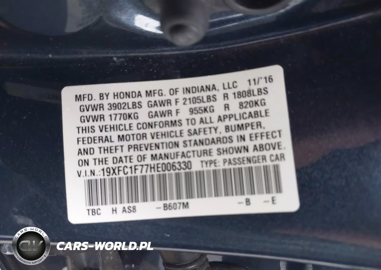 2017 Honda Civic Ex-L VIN:19XFC1F77HE006330 - 9
