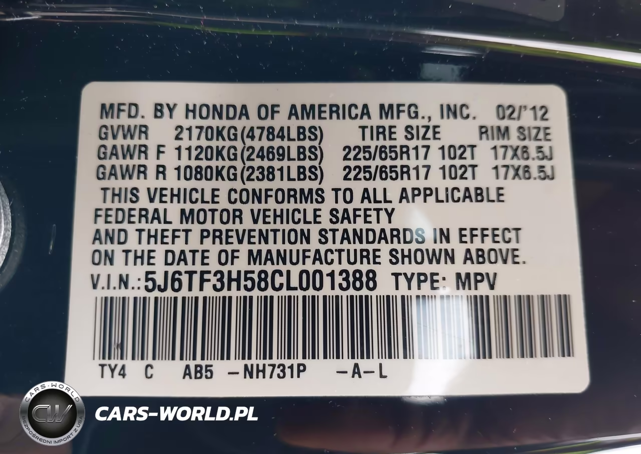 2012 Honda Crosstour 2.4 Ex-L VIN:5J6TF3H58CL001388 - 9