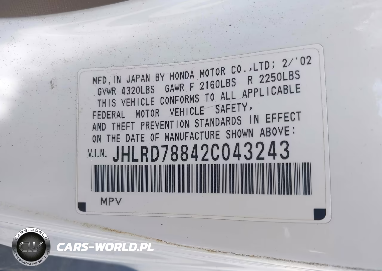 2002 Honda Cr-V Ex VIN:JHLRD78842C043243 - 9