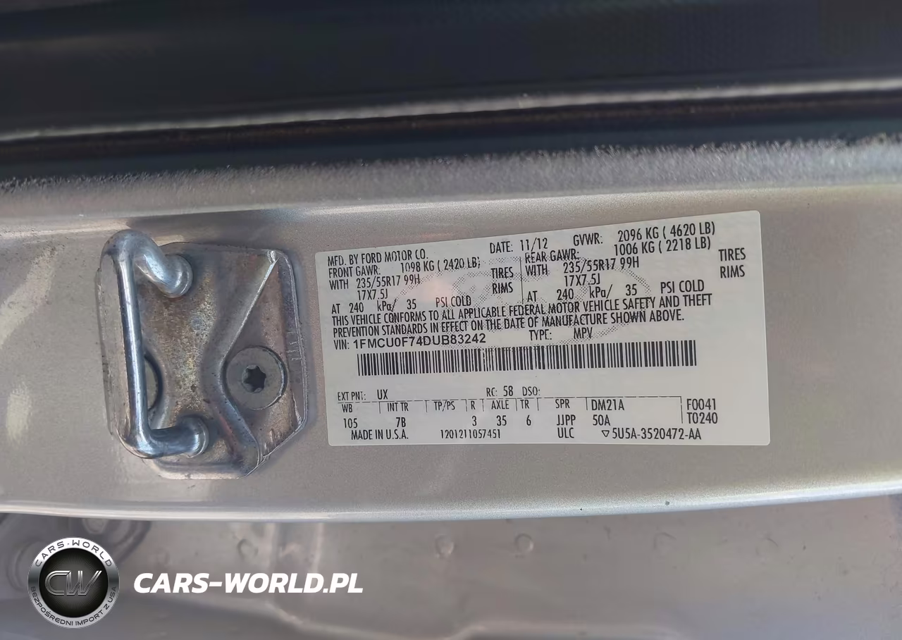 2013 Ford Escape S VIN:1FMCU0F74DUB83242 - 9