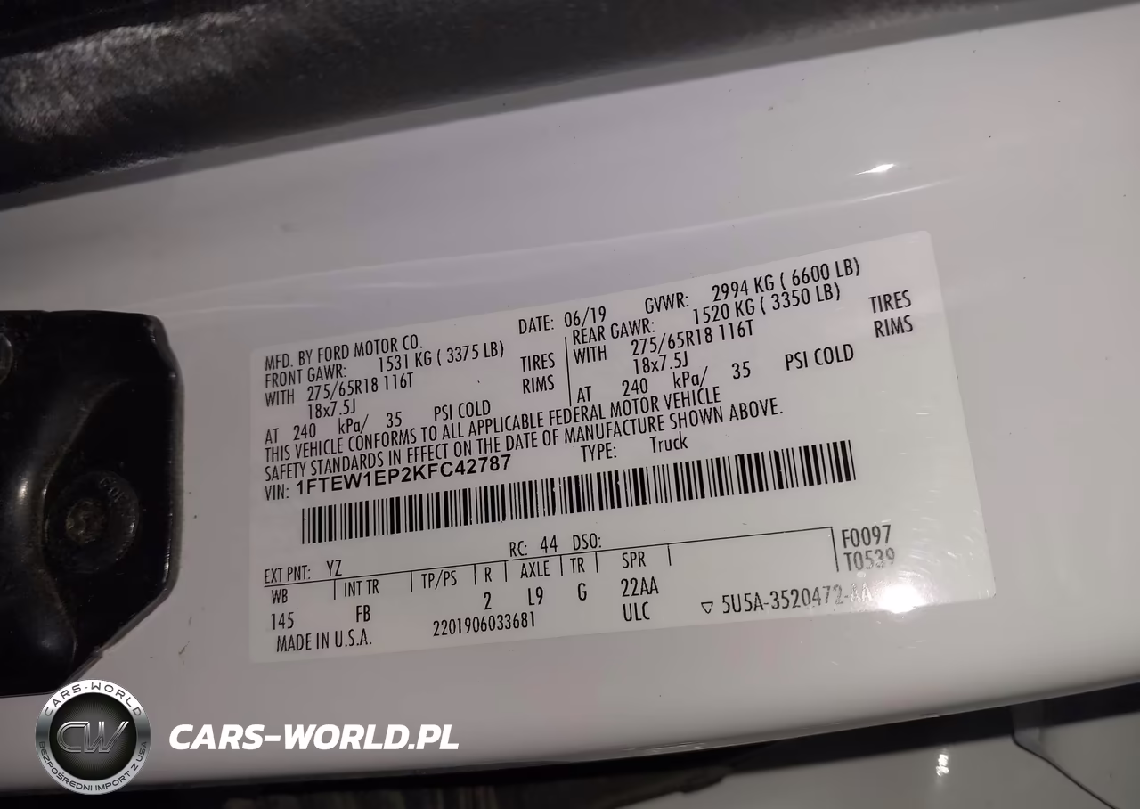 2019 Ford F-150 Xlt VIN:1FTEW1EP2KFC42787 - 9
