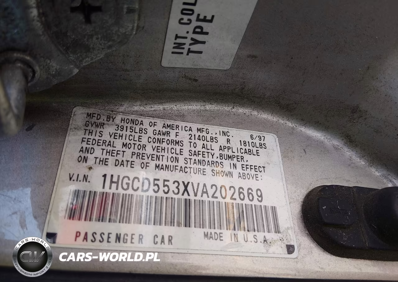 1997 Honda Accord Lx VIN:1HGCD553XVA202669 - 9
